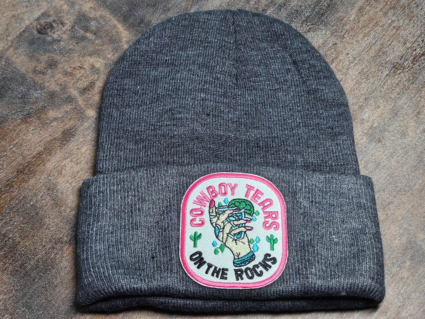 Beanie with embroidered patch