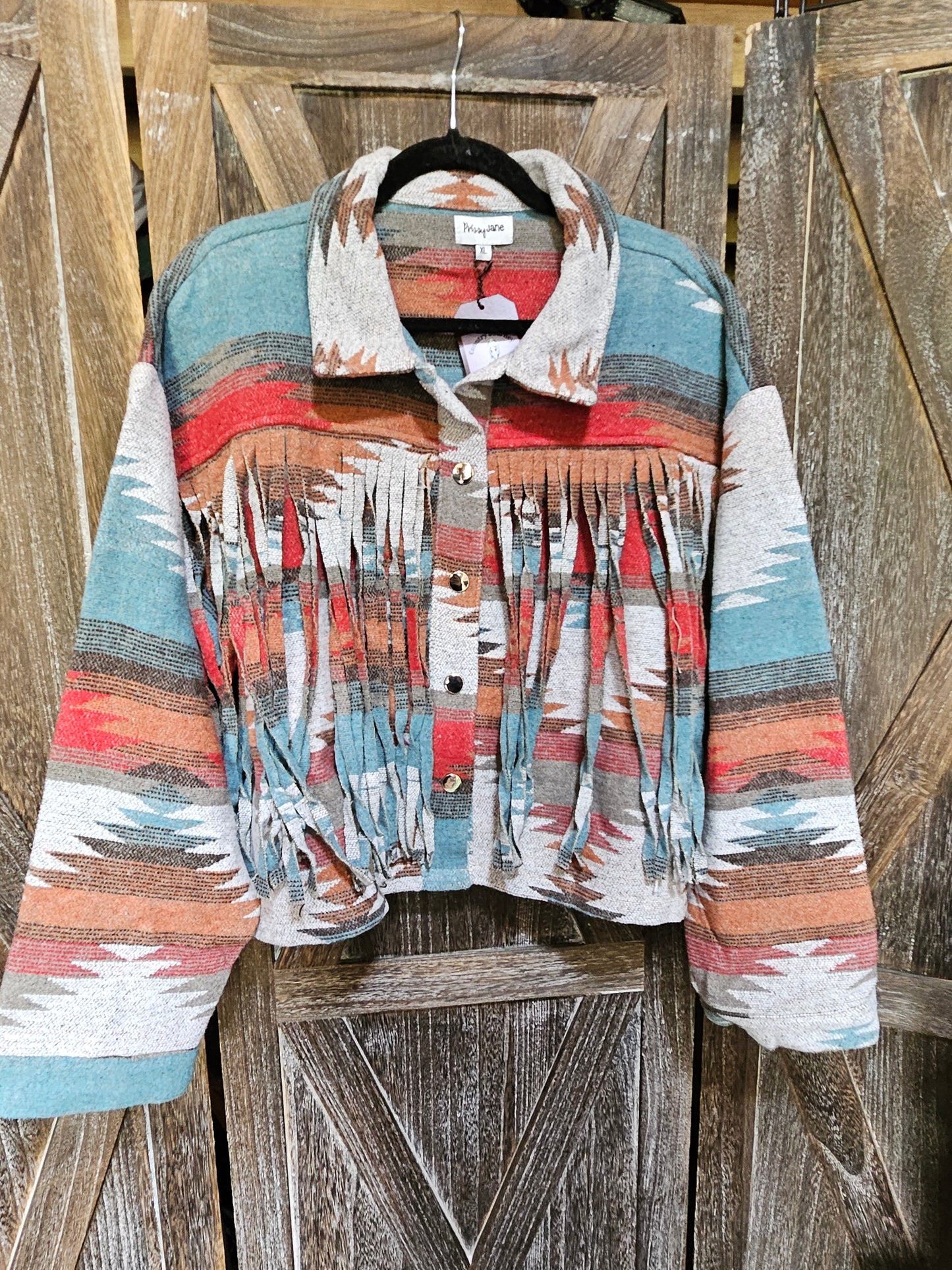 Aztec bohemian fringe jacket