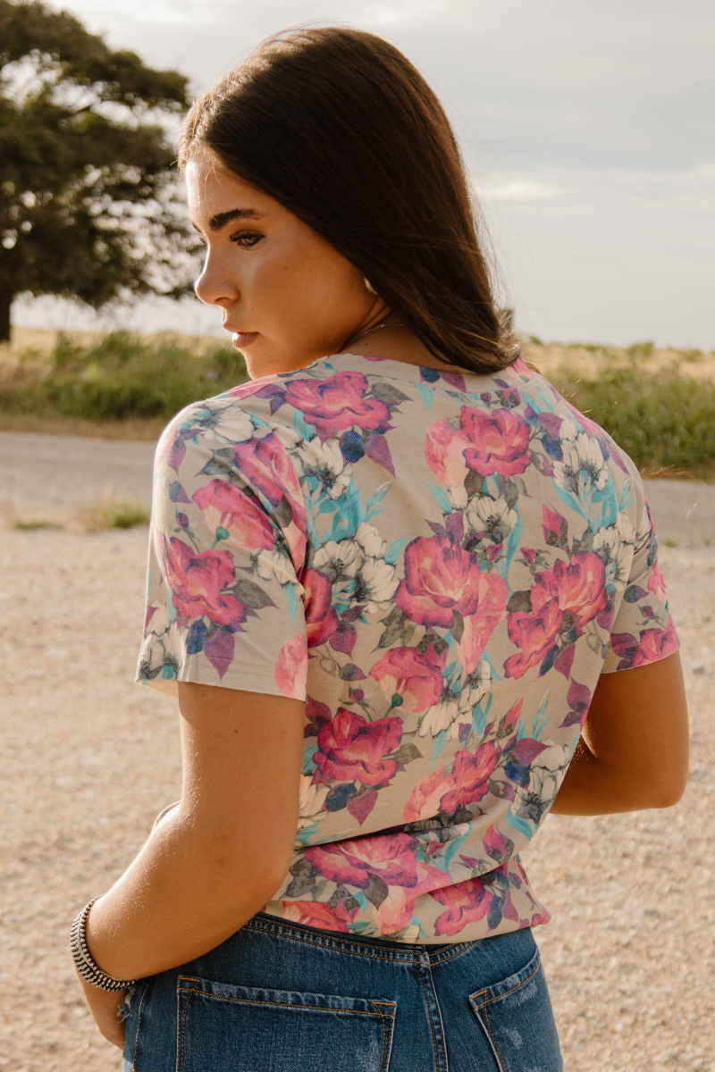 Life Is A Flower Rose V Neck Tee