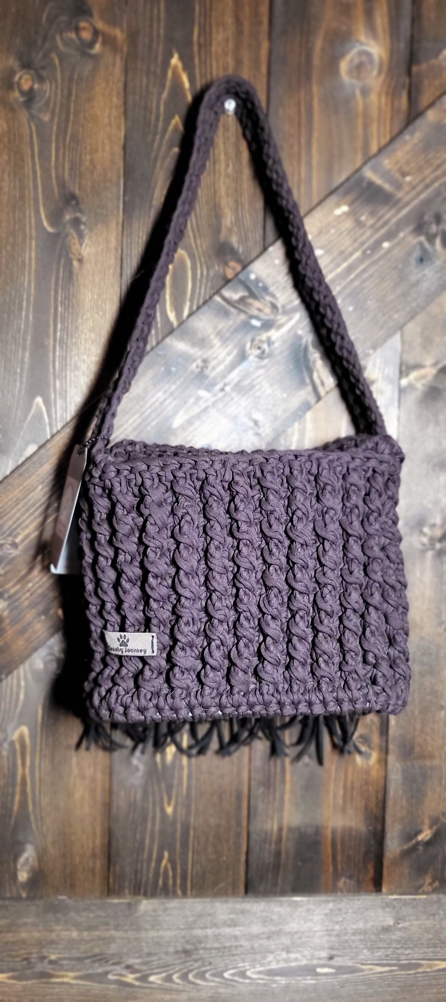 CROCHET FRINGE BOHO SHOULDER BAG PURSE AVAILABLE IN THREE COLORS