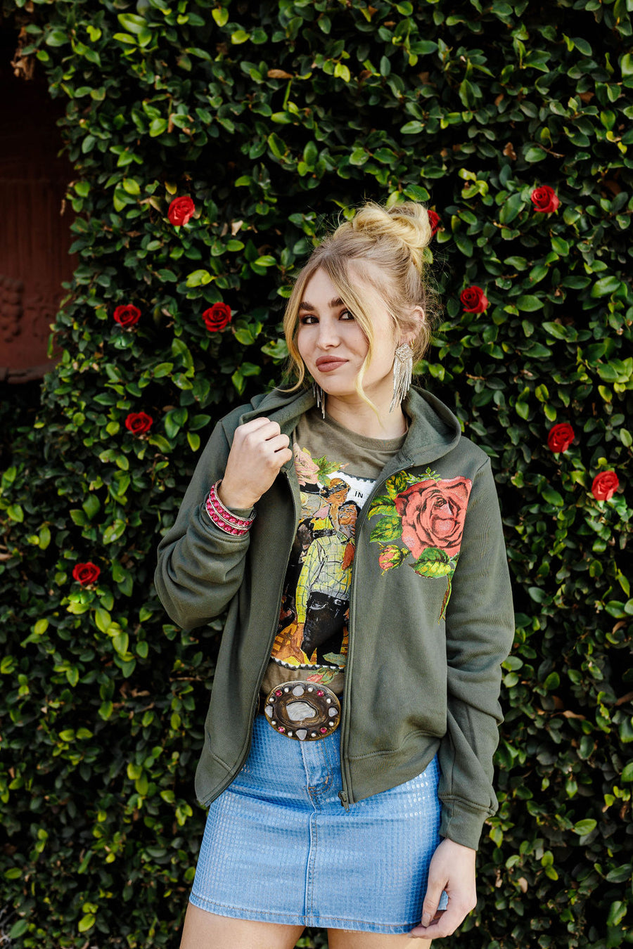 Rodeo Quincy Romantic Rose zip-up hoodie.