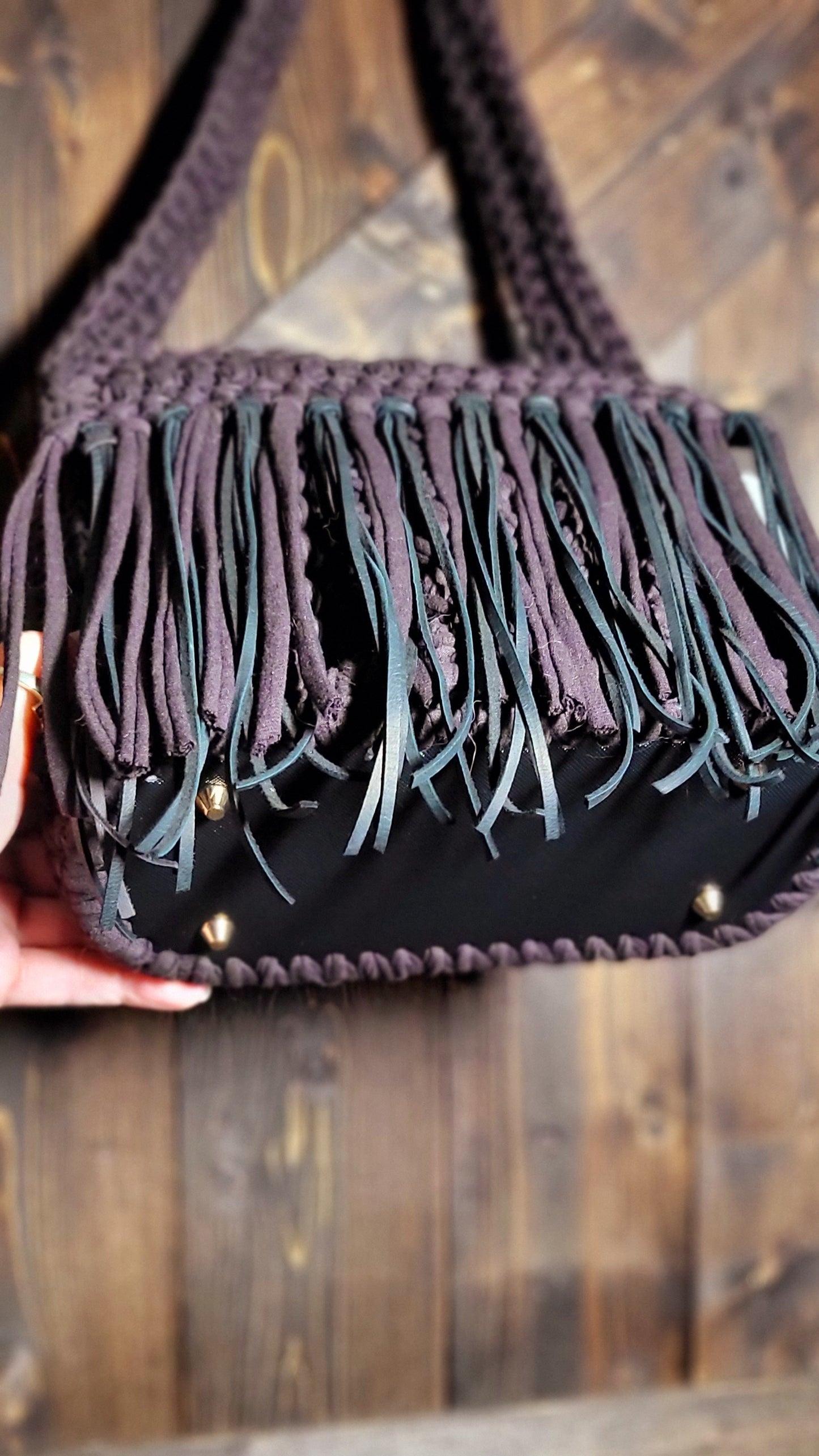 CROCHET FRINGE BOHO SHOULDER BAG PURSE AVAILABLE IN THREE COLORS