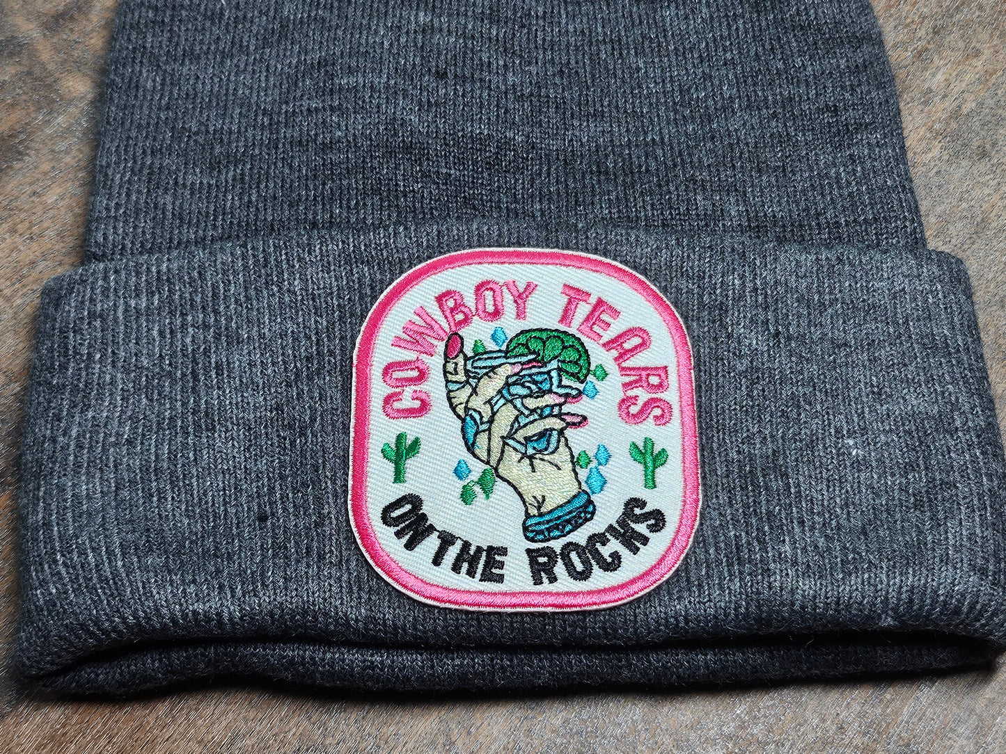 Beanie with embroidered patch