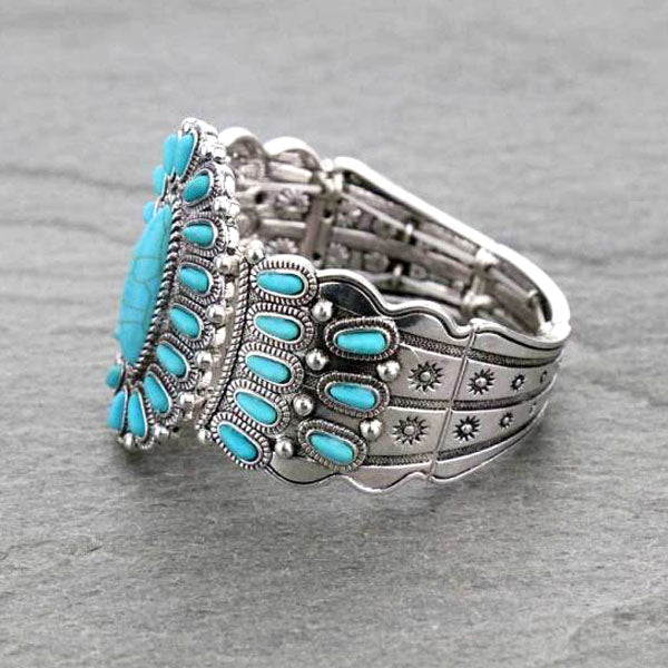 Western Style Turquoise Stone Stretch Bracelet