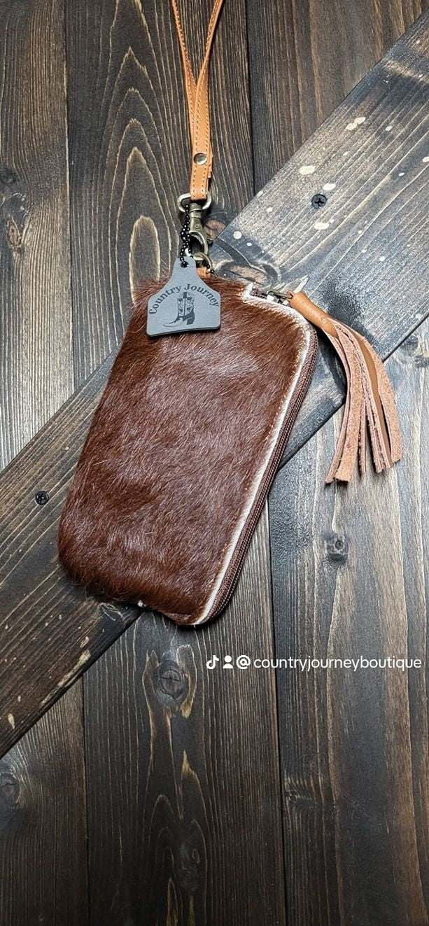 Genuine hair on cowhide leather wristlets