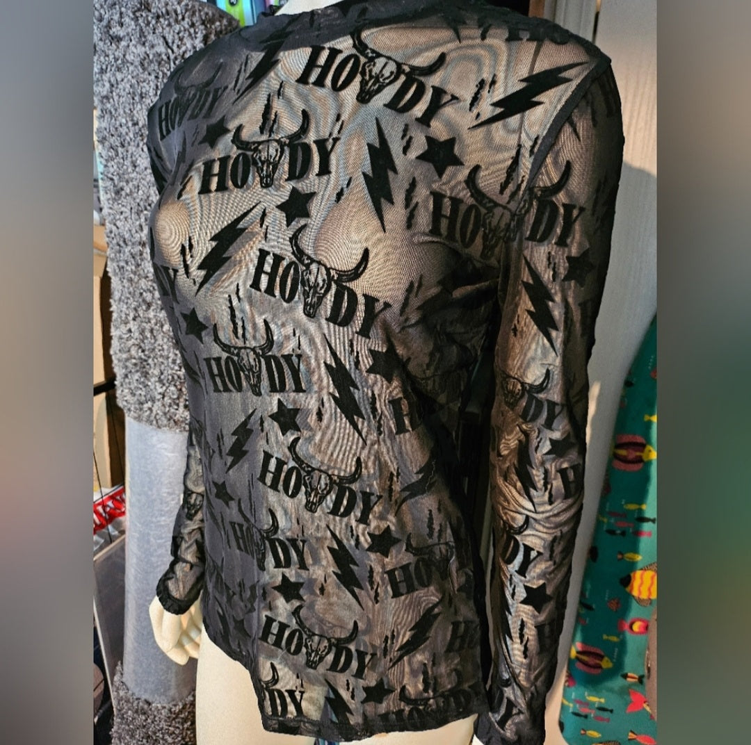 Howdy Thunder Roll 3D Long sleeved Mesh Top