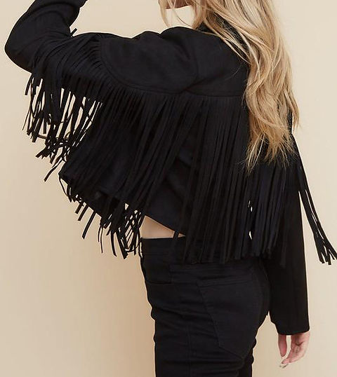 Black Suede Fringe Women's Jacket