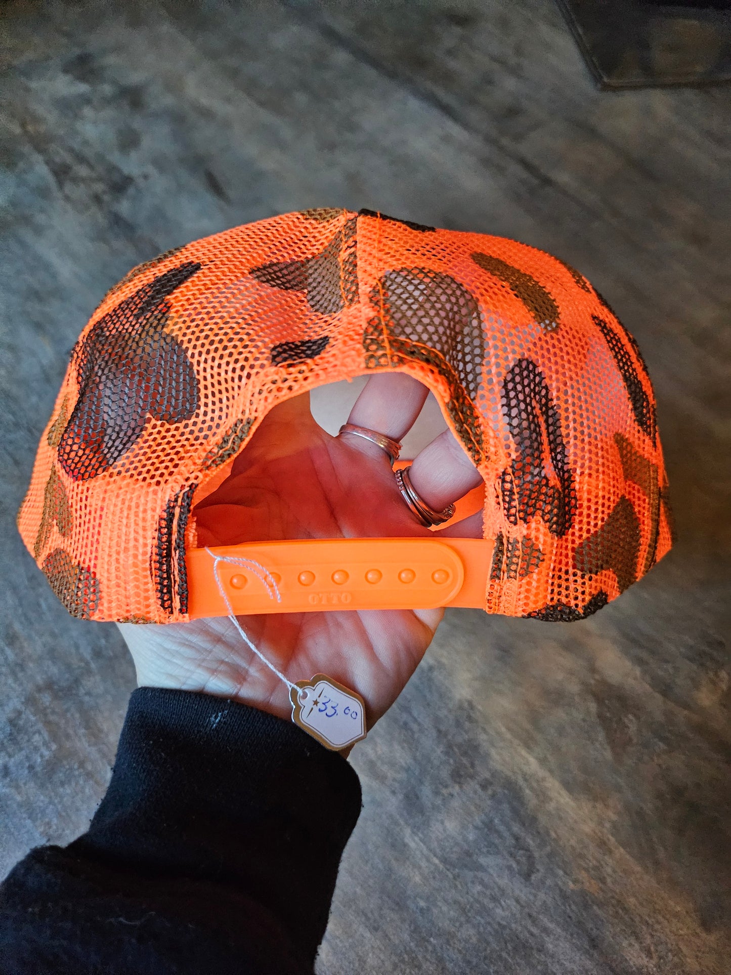 Custom orange camo trucker hat