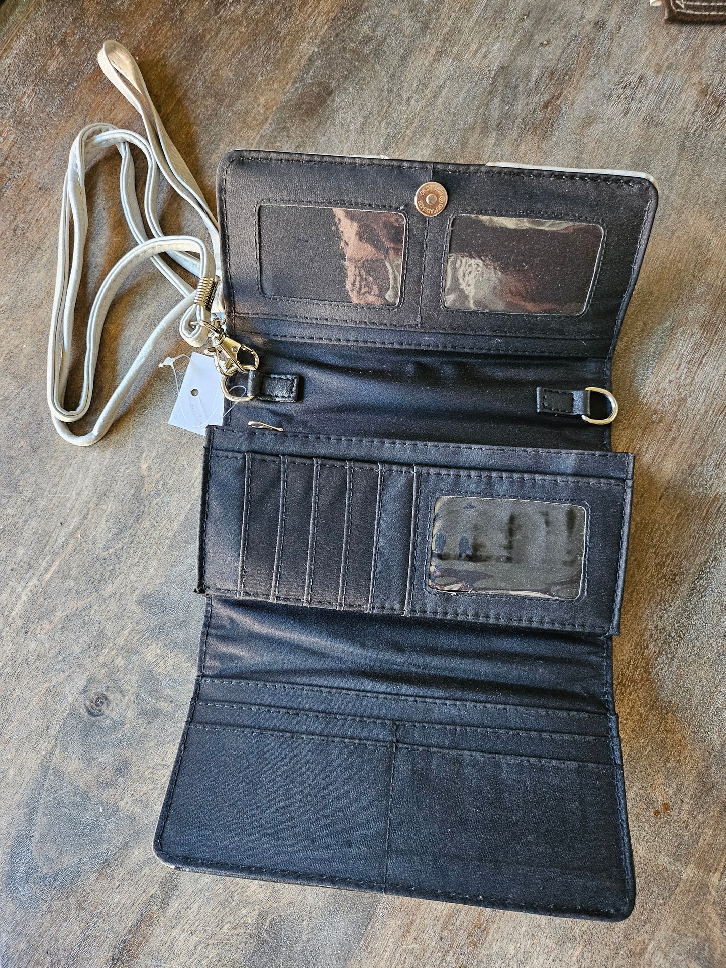 Western Faux Leather Turquoise Accent Wallet Crossbody Wristlet