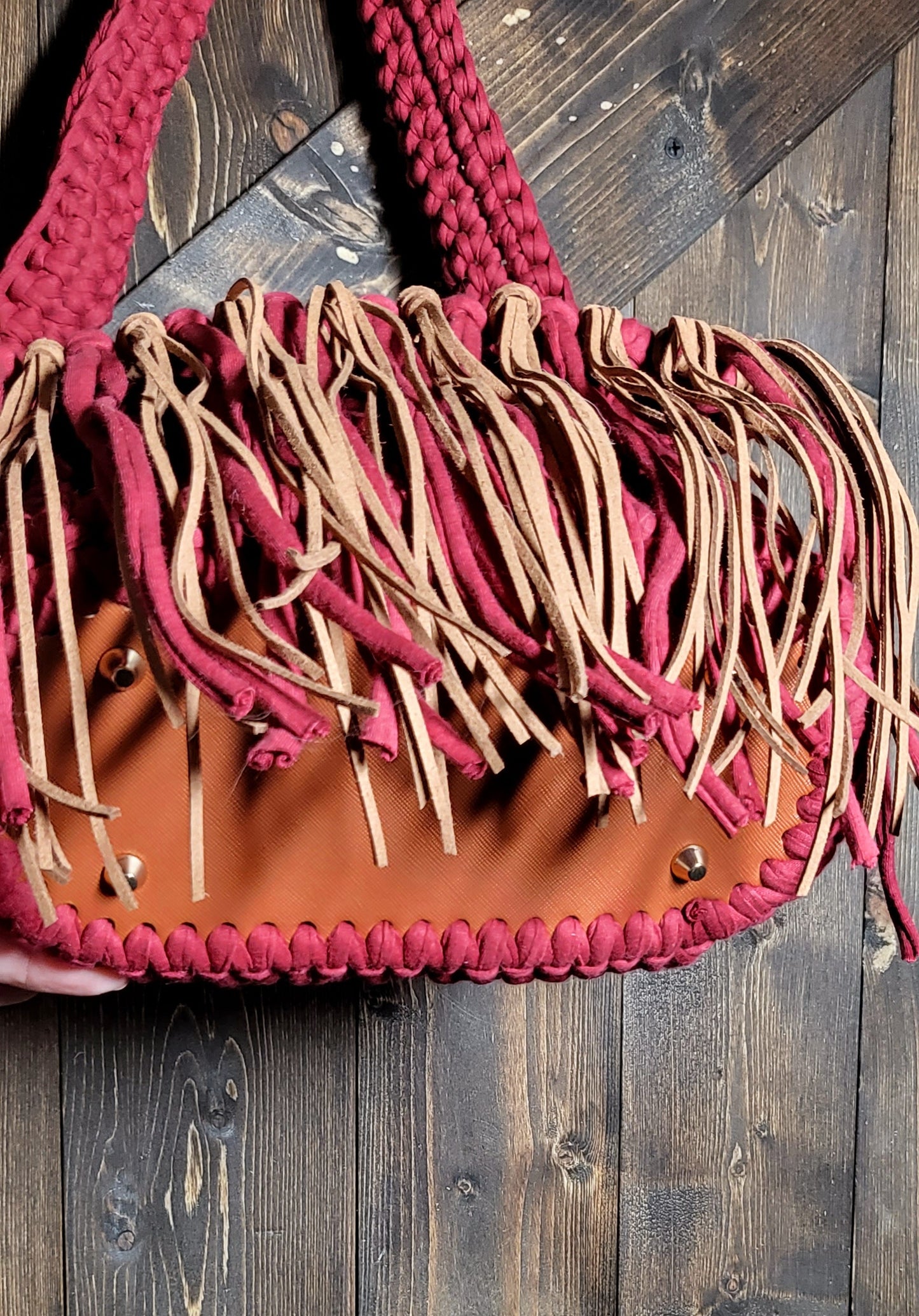 CROCHET FRINGE BOHO SHOULDER BAG PURSE AVAILABLE IN THREE COLORS