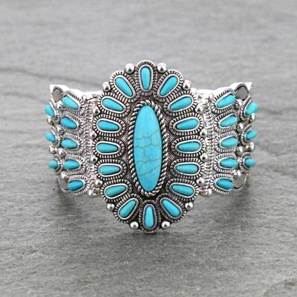 Western Style Turquoise Stone Stretch Bracelet