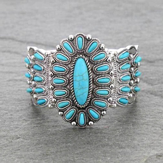 Western Style Turquoise Stone Stretch Bracelet