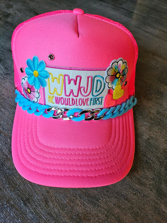 Custom pink trucker hat