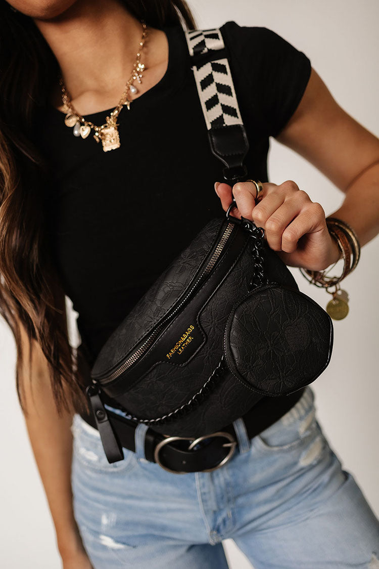 Cross body embossed faux leather bag with coin purse