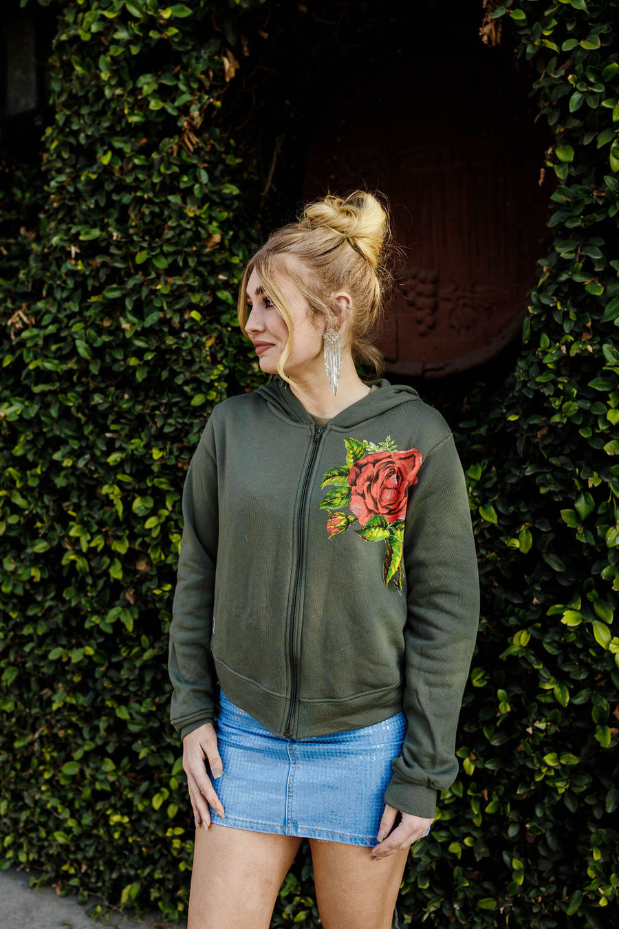Rodeo Quincy Romantic Rose zip-up hoodie.