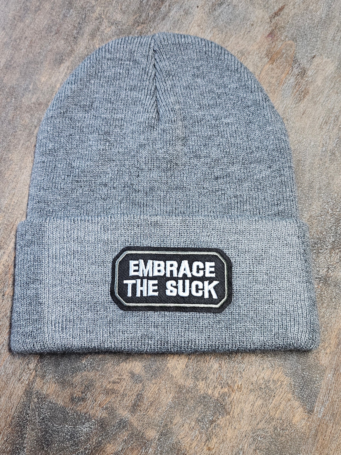 Beanie with embroidered patch