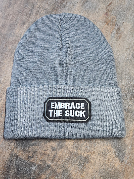 Beanie with embroidered patch