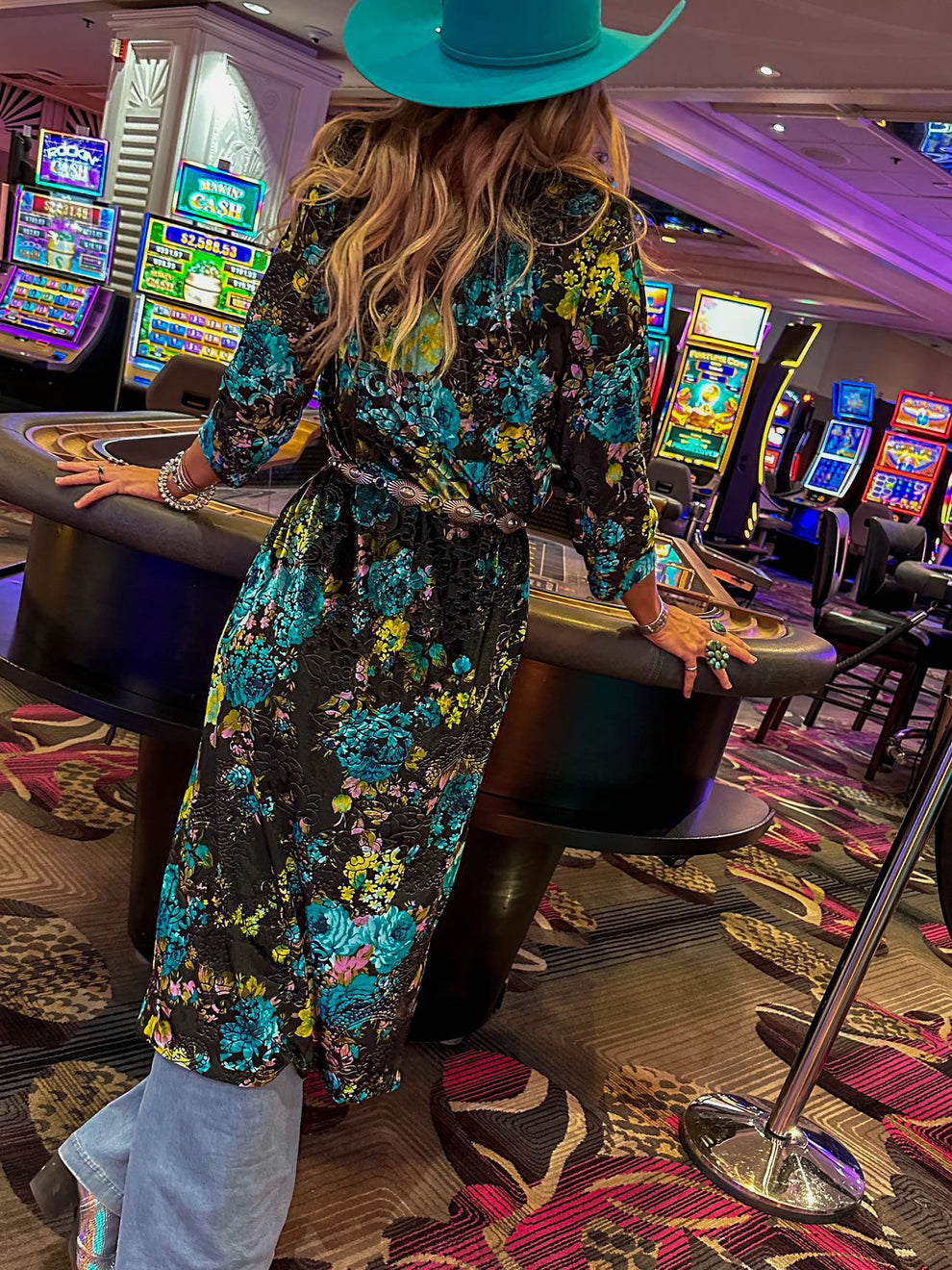 Gyspy Turquoise Floral Velvet Top