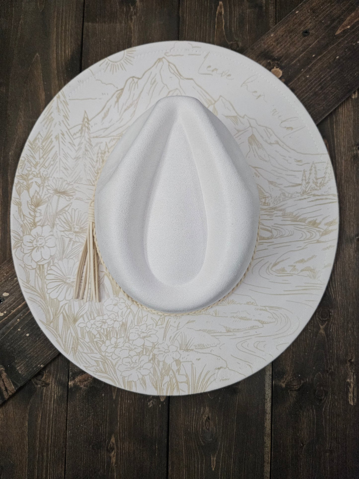 Engraved Floral Mountain Fedora Hat