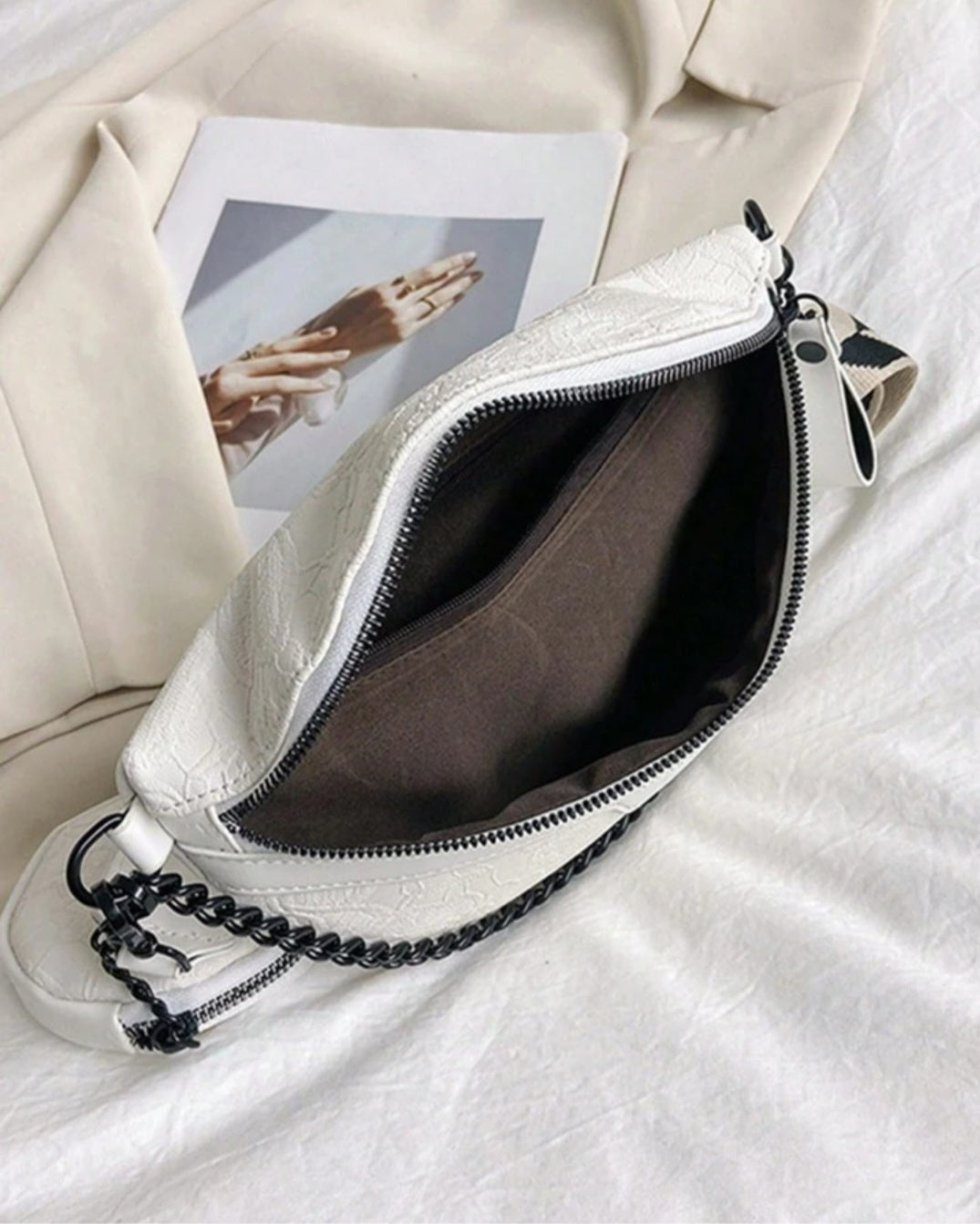 Cross body embossed faux leather bag with coin purse