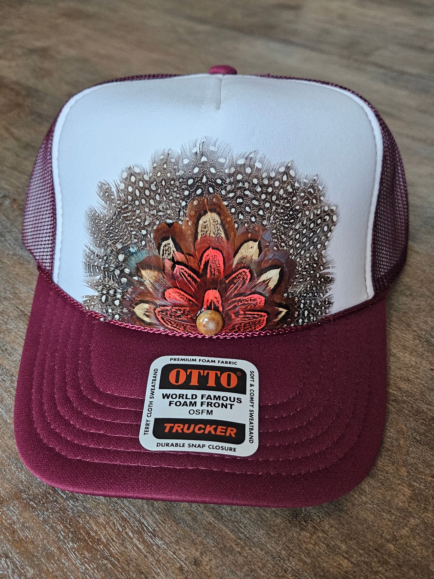 Custom maroon trucker hat