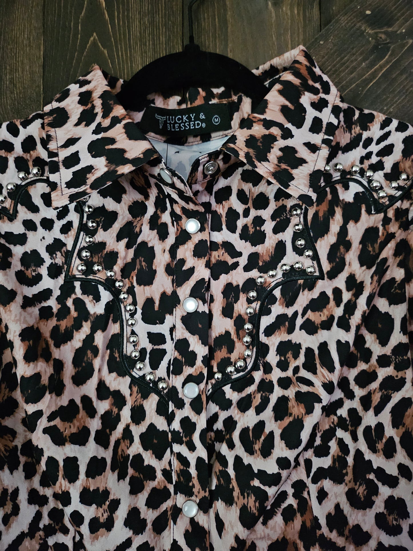 Leopard Puff Sleeve top with Studded Detail