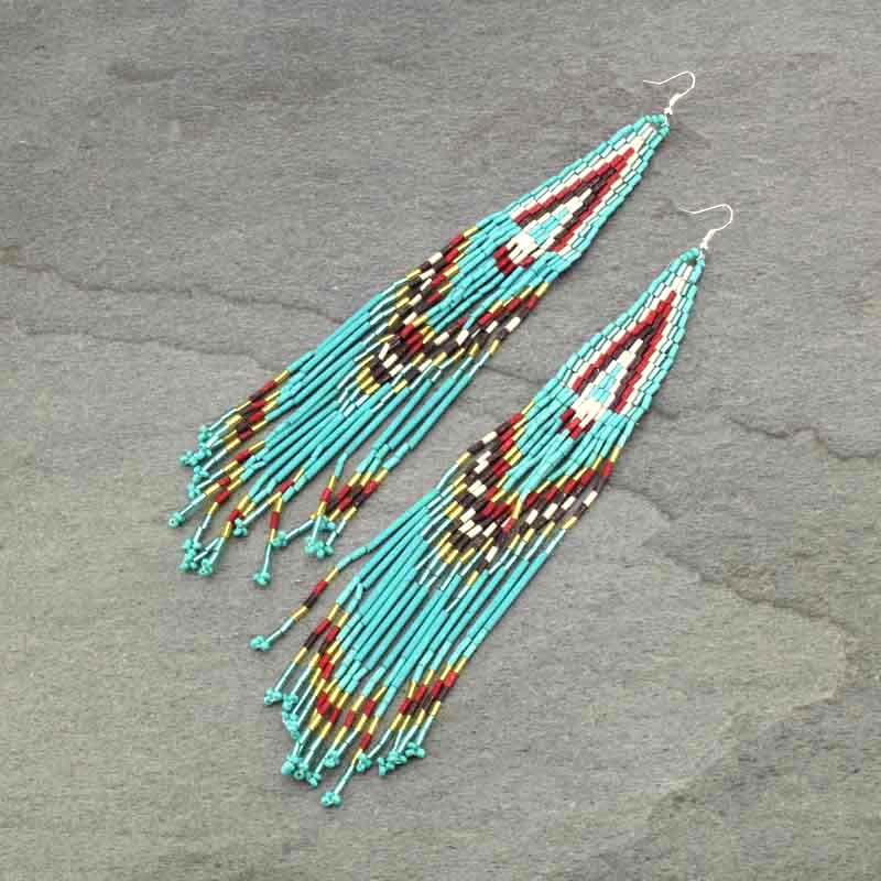 Long beaded boho tassel earrings