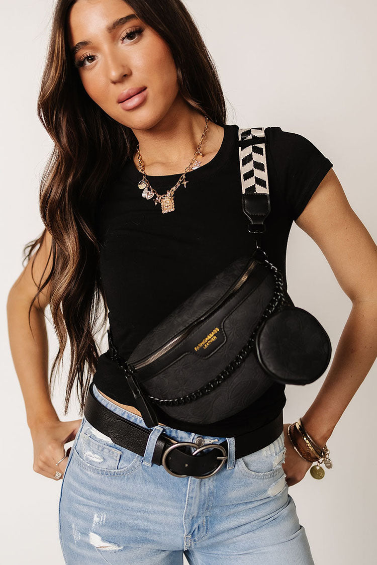 Cross body embossed faux leather bag with coin purse