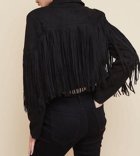 Black Suede Fringe Women's Jacket