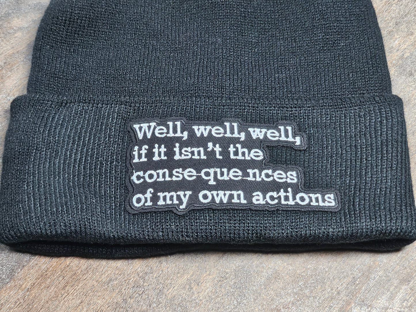 Black Beanie with embroidered patch