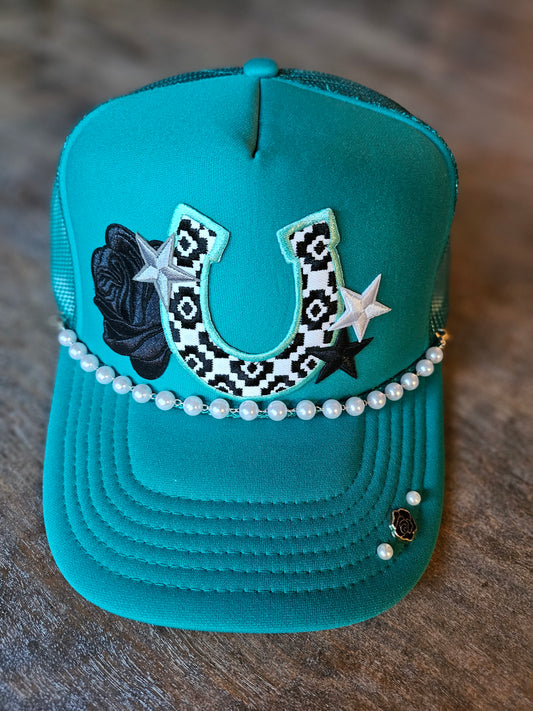 Turquoise custom trucker hat