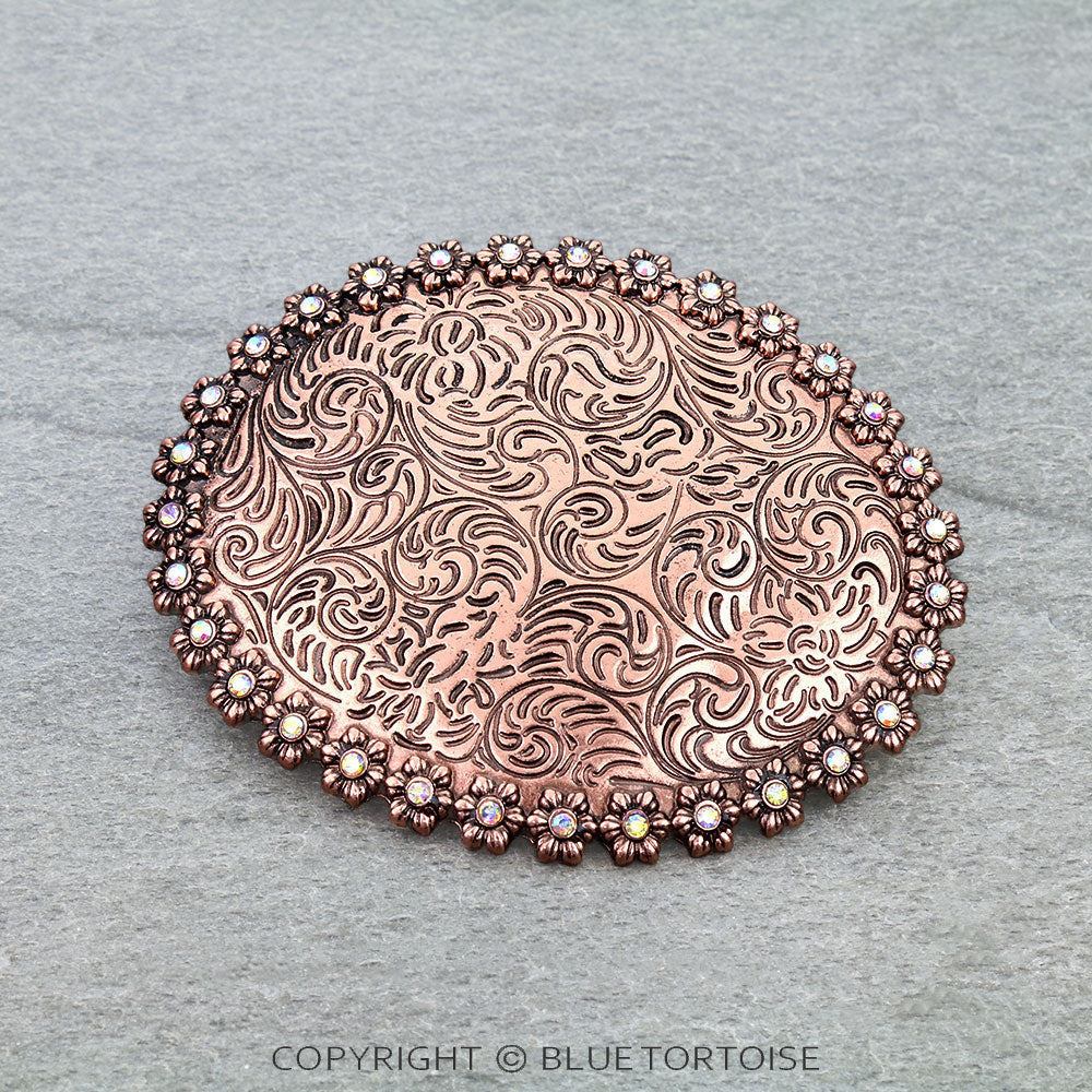 Western Flower Filigree Belt Buckle