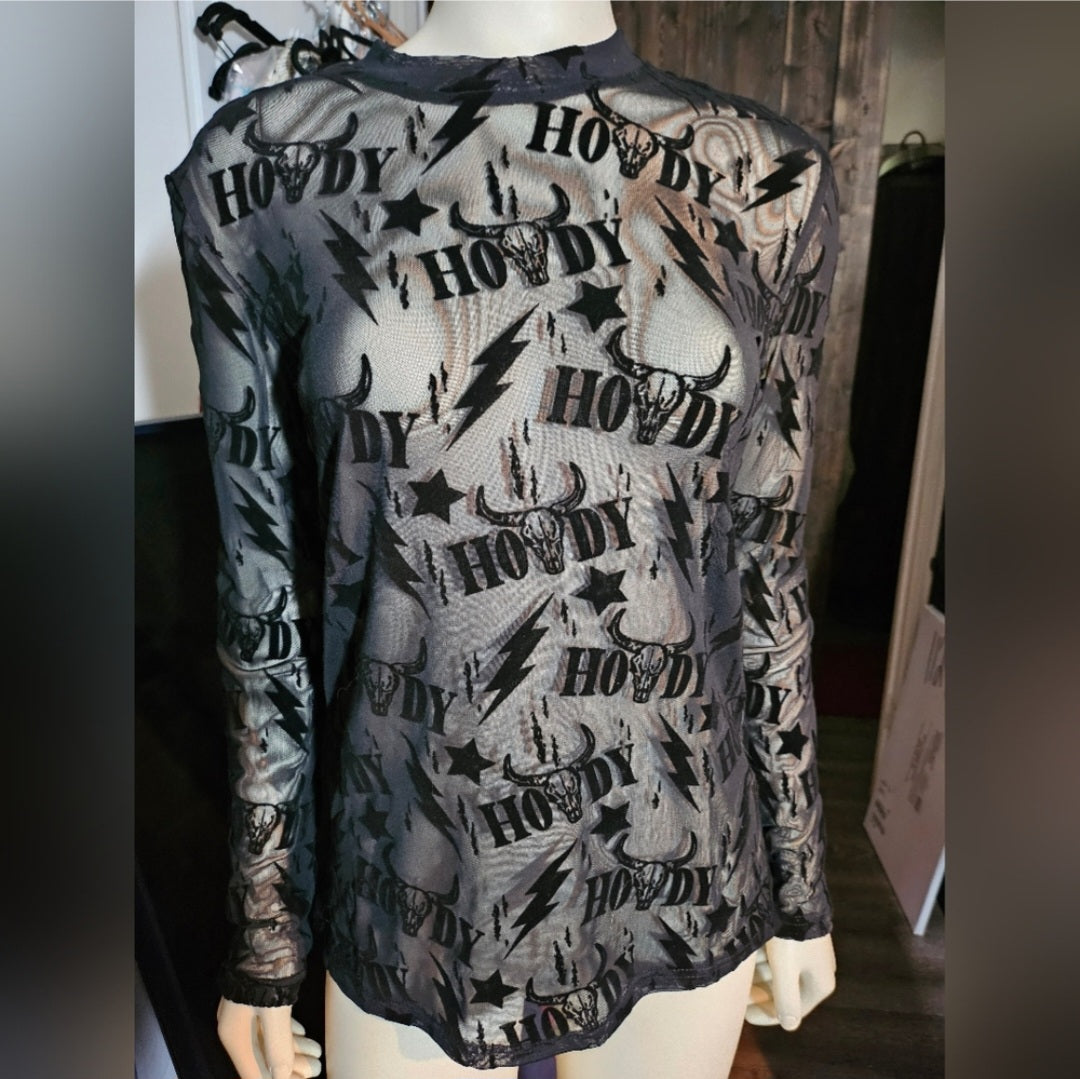 Howdy Thunder Roll 3D Long sleeved Mesh Top