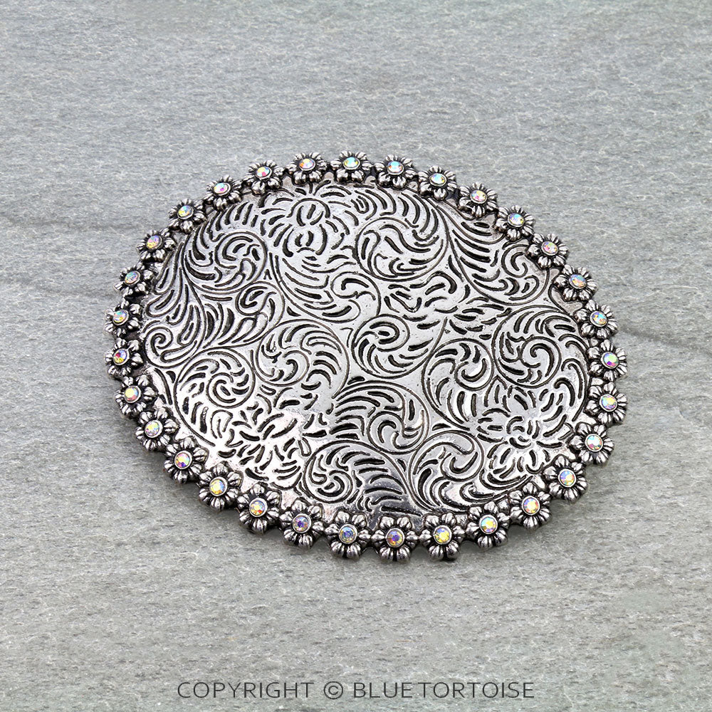 Western Flower Filigree Belt Buckle