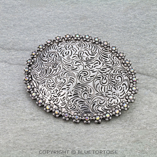 Western Flower Filigree Belt Buckle