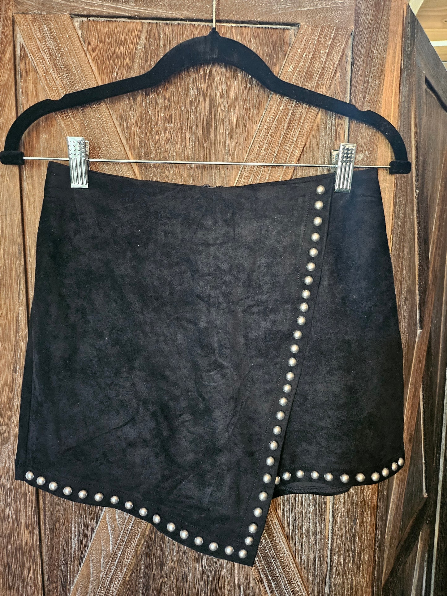 Black suede skort/shorts with studs