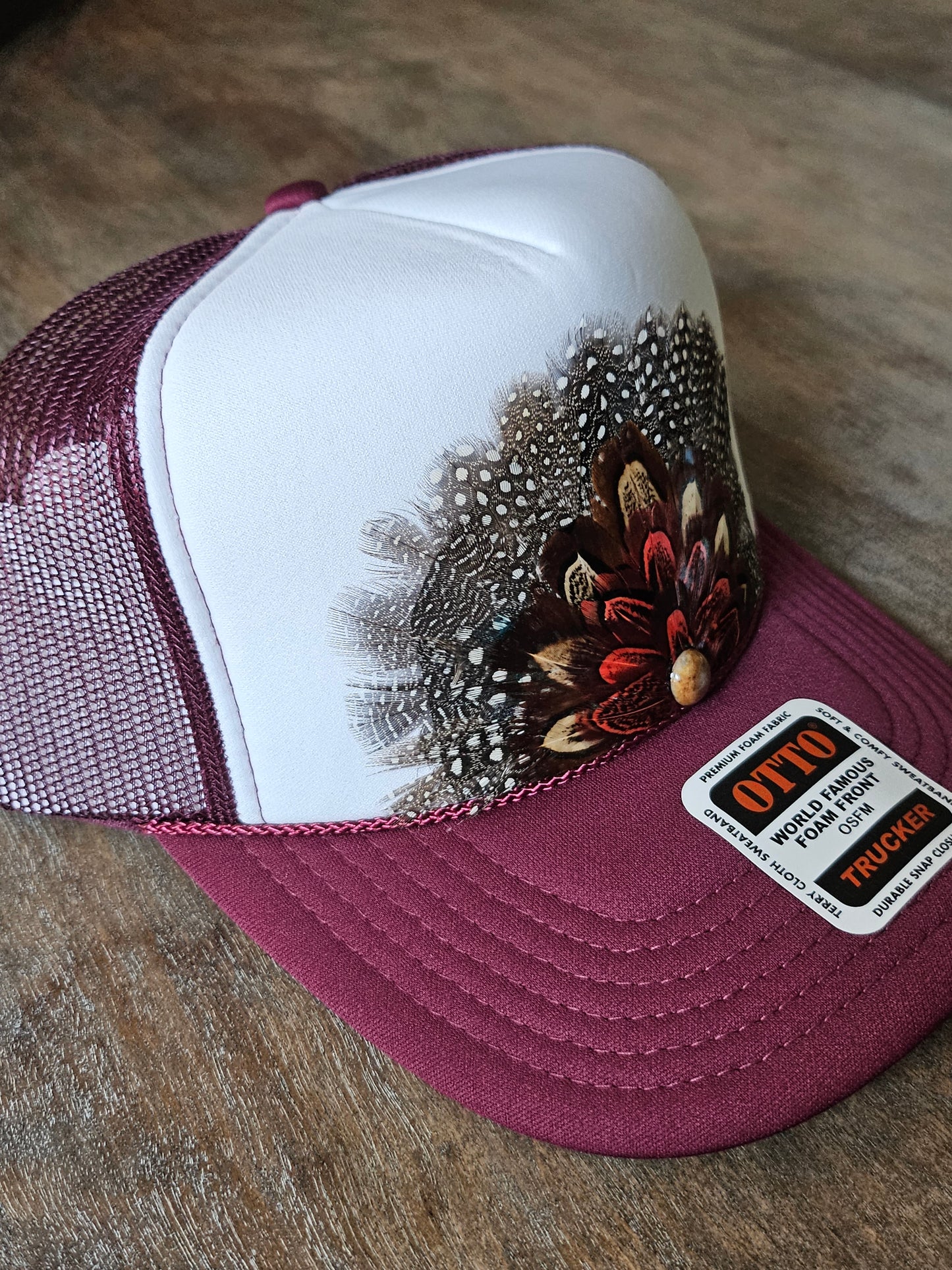 Custom maroon trucker hat