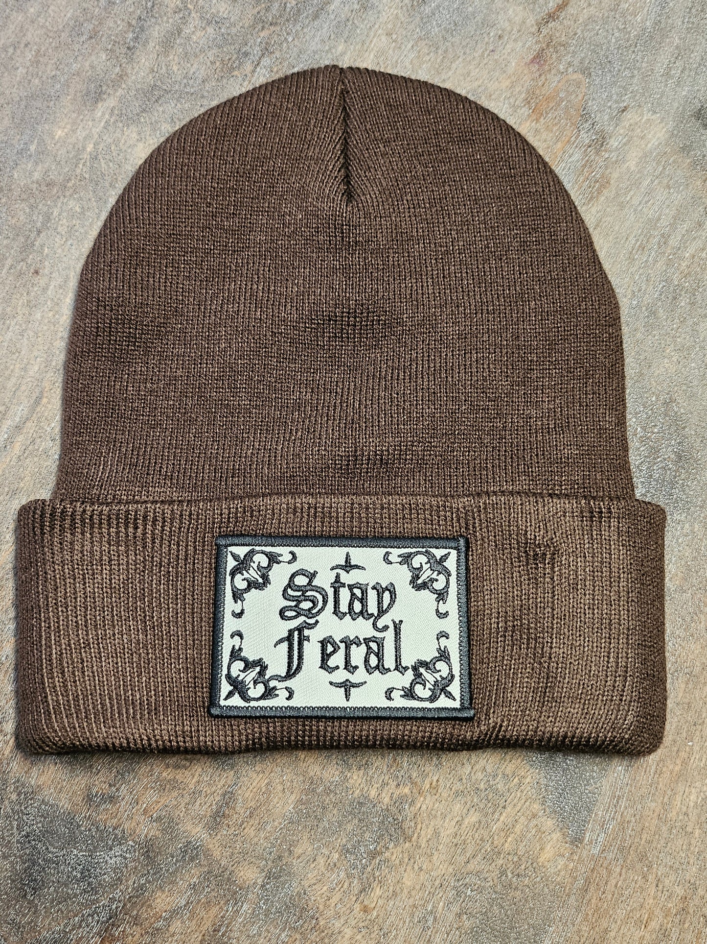 Beanie with embroidered patch