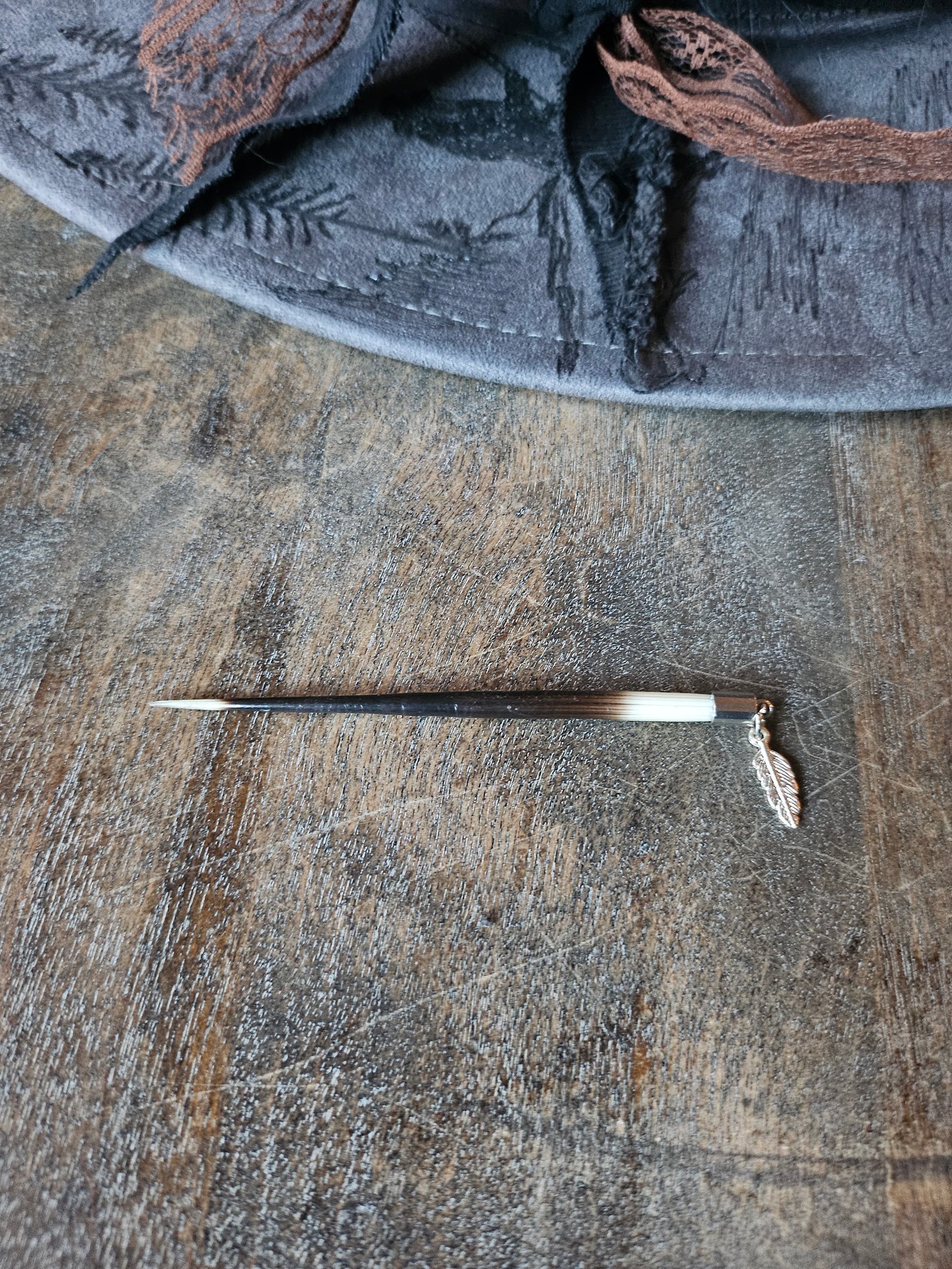 Grey hand burned fedora cowboy hat