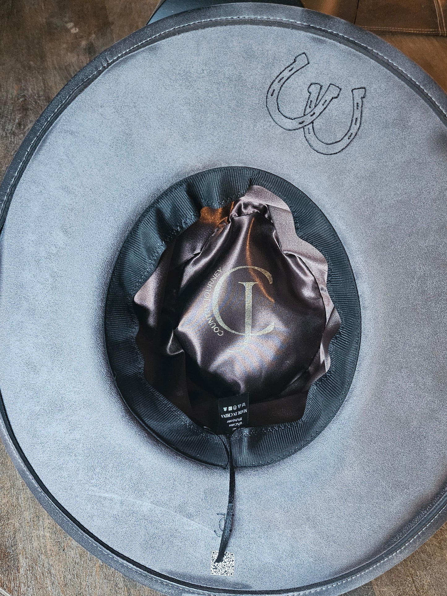 Grey hand burned fedora cowboy hat