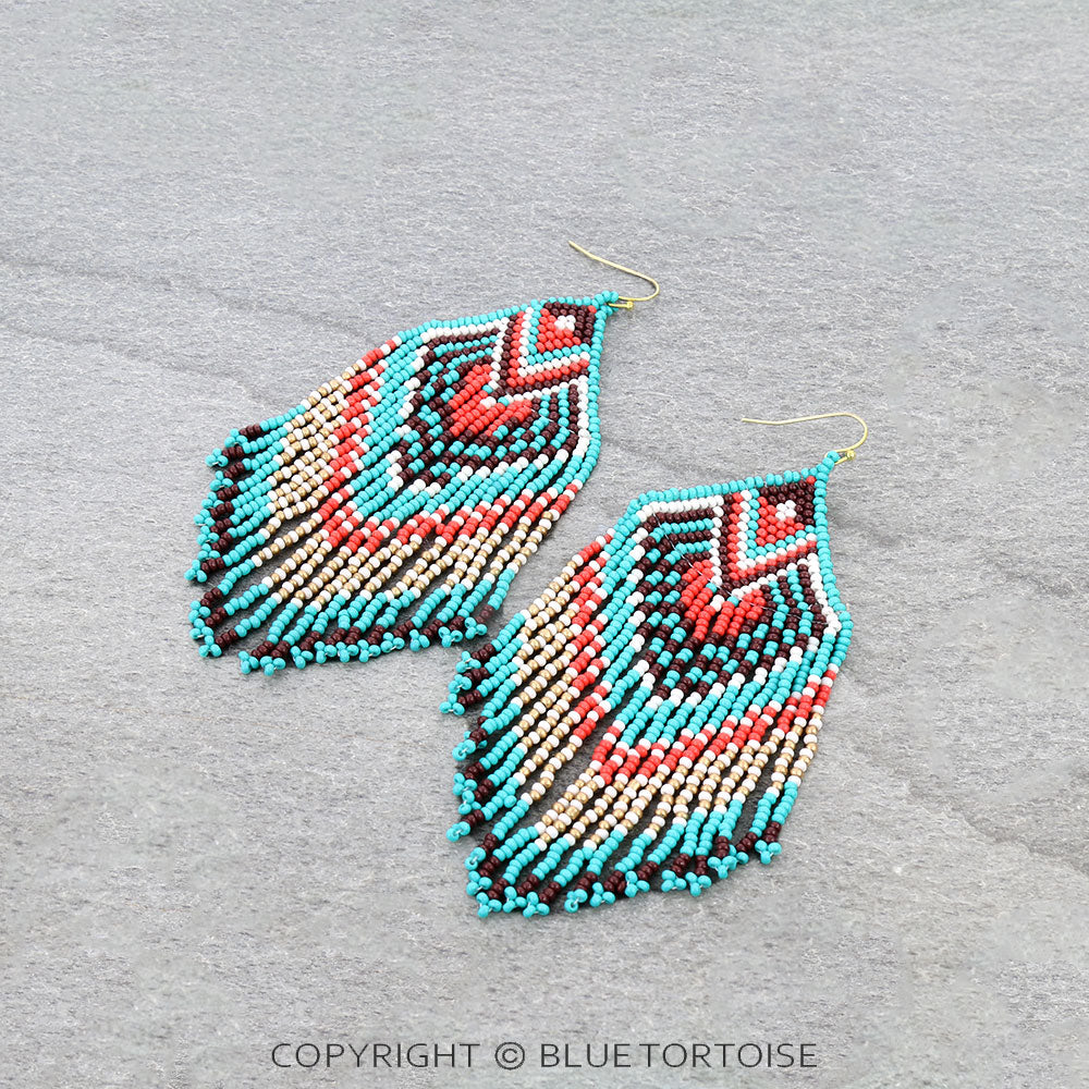 Long beaded boho tassel earrings