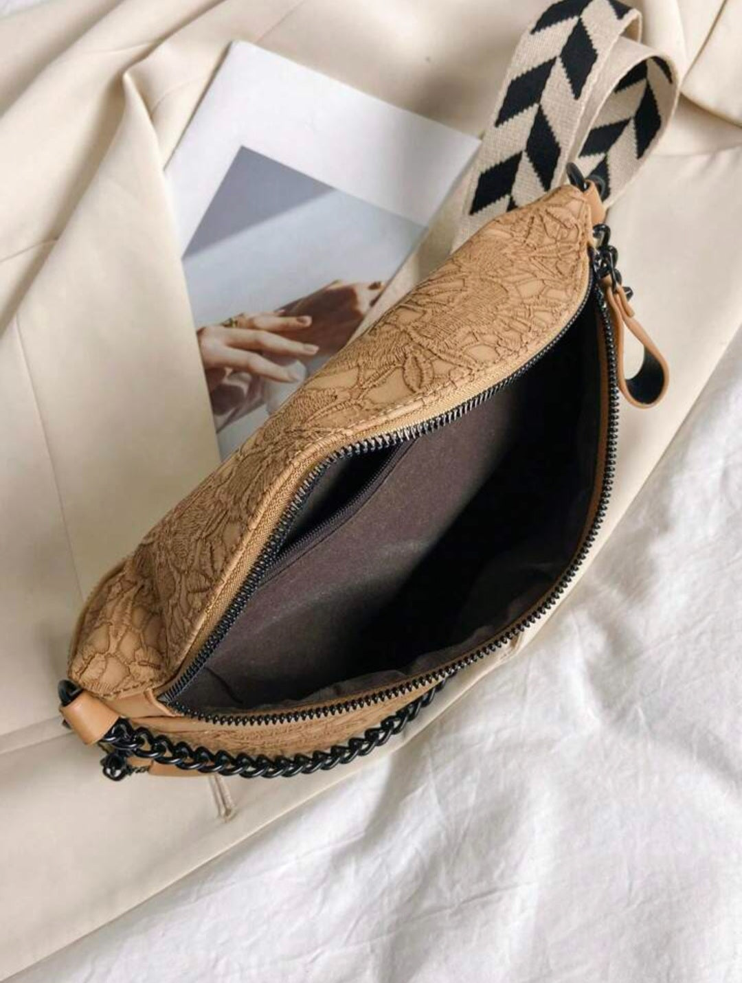 Cross body embossed faux leather bag with coin purse