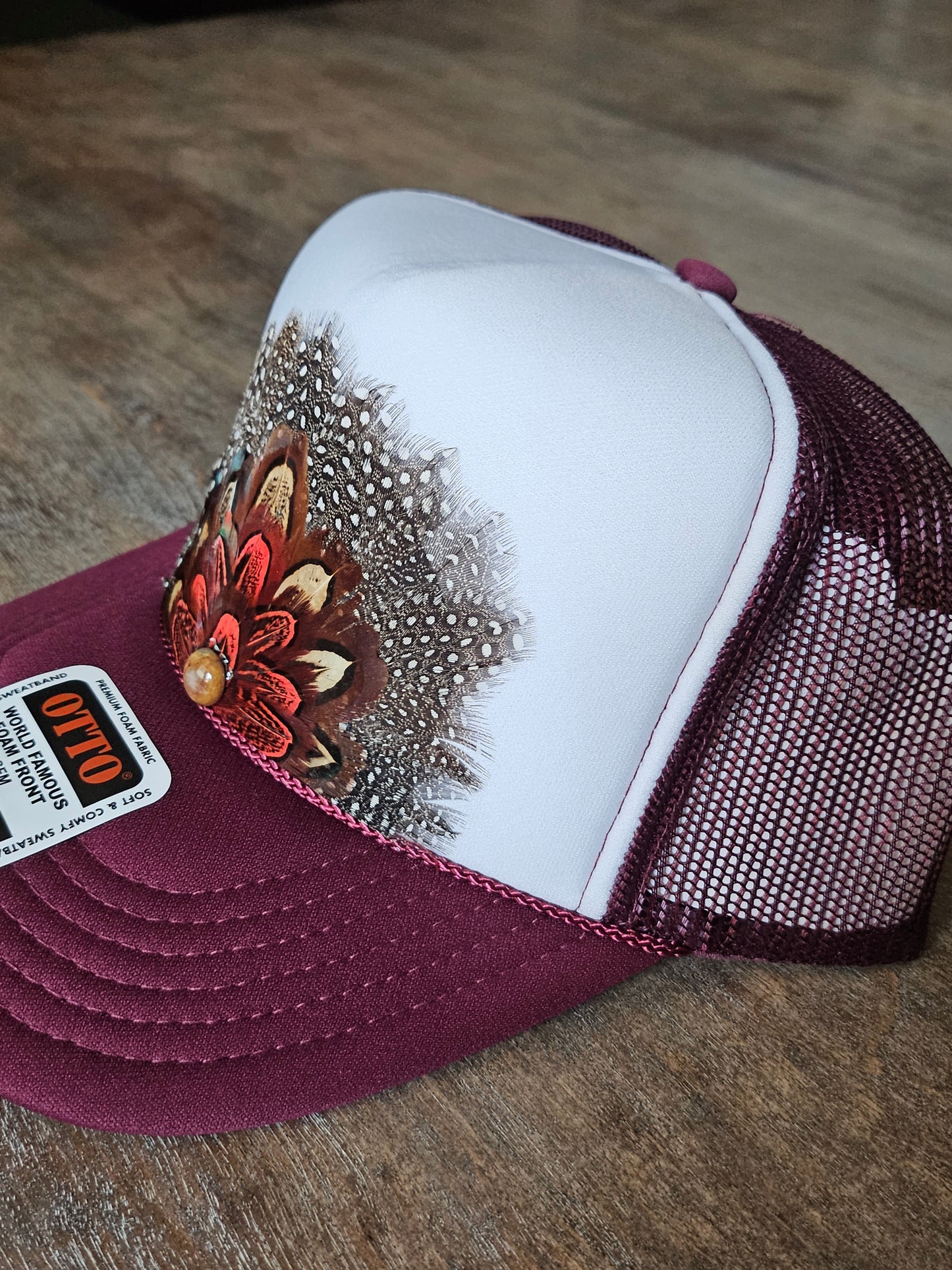 Custom maroon trucker hat