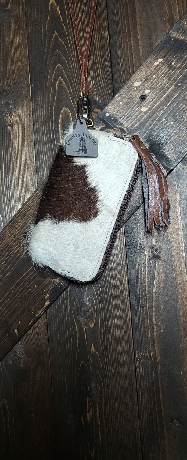 Genuine hair on cowhide leather wristlets