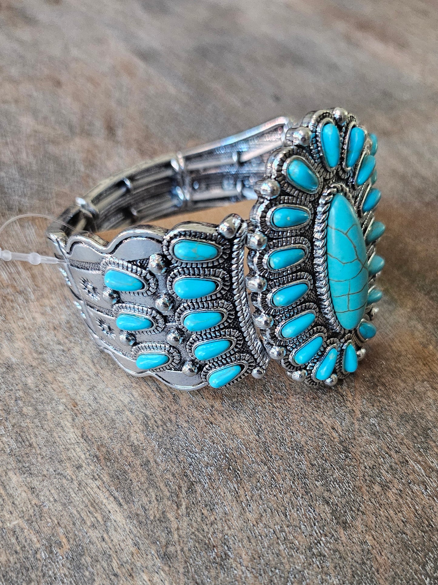 Western Style Turquoise Stone Stretch Bracelet