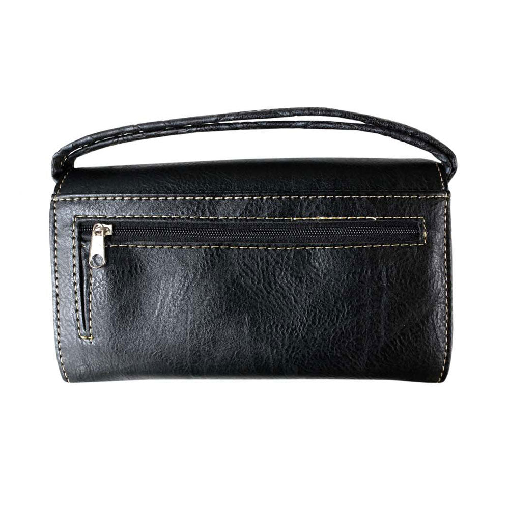 Western Faux Leather Turquoise Accent Wallet Crossbody Wristlet